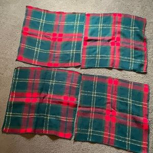 4 Christmas red, green & gold lame Plaid scarves for decoration